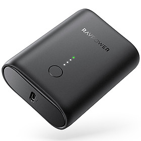 Pin Sạc Dự Phòng RAVPower 10000mAh Tích Hợp USB Type-C In/Out Hỗ Trợ Sạc Nhanh PD Power Delivery 18W và Quick Charge QC 3.0 RP-PB194 - Hàng Chính Hãng