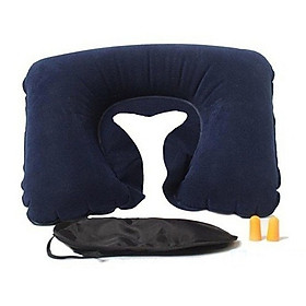 Mua Combo Gối Hơi Văn Phòng + Bịt Mắt + Bịt Tai ( Màu Tím Than )