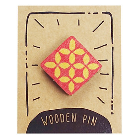 Huy Hiệu Cài Áo Gỗ Họa Tiết Gạch Bông GB012