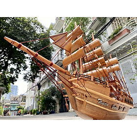 [Dài 75cm] Thuyền gỗ phong thủy tài lộc may mắn, mô hình thuyền buồm trang trí, quà tặng khai trương tân gia