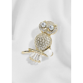 Cài áo Gold Crystal Owl