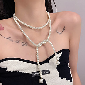 Vòng cổ dây chuyền chuỗi hạt ngọc trai retro sợi dài nhiều kiểu đeo mix match nhiều phong cách thời trang