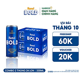 Combo 2 Thùng Bia Hanoi BOLD - Thùng 24 lon 330ml
