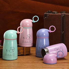 Bình nước giữ nhiệt mini hình con voi có dây xách chất liệu thép màu không gỉ an toàn cao cấp tiện lợi