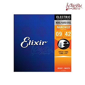 Bộ Dây Đàn Guitar Điện/Electric Guitar Elixir Nanoweb 9-42 - Hàng Chính Hãng