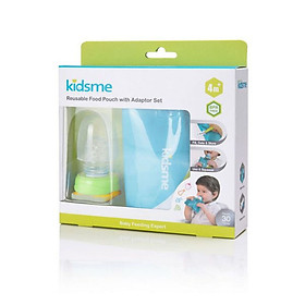 Bộ Túi Bóp Thức Ăn Với Ti Nhai Nối Baby Feeding Expert Kidsme Anh Quốc Cho Bé Từ 4 Tháng Tuổi - Ti Nối Màu Xanh Chanh - Ăn Dặm Chủ Động