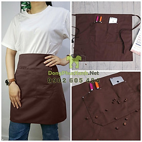 Mua Tạp dề phục vụ màu nâu cafe Tạp dề trơn Tạp dề nhân viên nam nữ Mẫu tạp dề ngắn đẹp