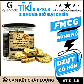 Bánh Biscotti ăn kiêng Nguyên cám GUfoods (có 3 vị: Nguyên bản + Socola + Matcha) - Lành mạnh, Thơm ngon, Phù hợp Eat clean