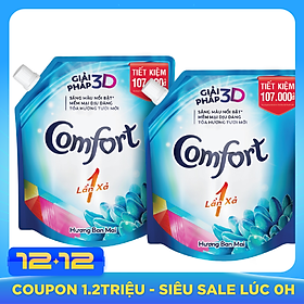 Combo 2 Nước Xả Vải Comfort Một Lần Xả Hương Ban Mai Túi 2.6L