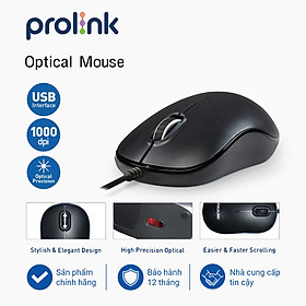 Chuột có dây PROLiNK PMC1005 BGLD cảm biến quang học 1000DPI- Hàng chính hãng
