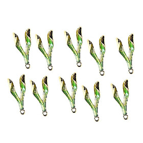 4PCS Alloy Enamel Leaves Earrings Pendants for DIY Crafts (0.43 x 0.98inch)