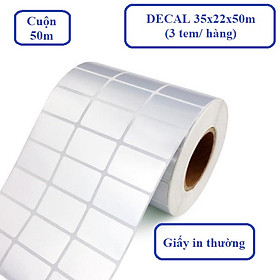Mua Giấy decal in tem mã vạch 35mm x 22mm x 50m (3 tem ngang) khổ 110 x 22mm