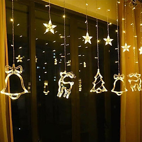 Mua Đèn LED Thả Rèm Hình Chuông  Cây Thông  Tuần Lộc Màu Vàng Loại To Trang Trí Noel Cực Đẹp