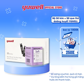 Bộ test 50 kim + 50 que thử đường huyết YUWELL dùng cho máy đo đường huyết Yuwell Accusure 710 chính hãng