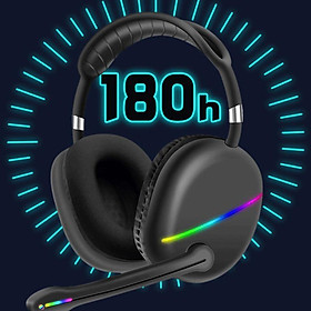 Bluetooth Wireless Headphones Low Latency RGB Light Noise Reduction Black