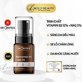 Serum Vitamin B3 12% DrCeutics - Da Sáng Đều Màu & Se Lỗ Chân Lông - Niacinamide 12% + NAG 5% | Kelly Beauty - 30ml