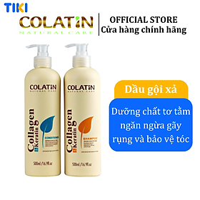 Bộ dầu gội xả dưỡng chất tơ tằm Collagen COLATIN Shampoo & Conditioner 500ml