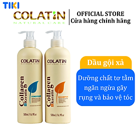 Trọn Bộ Gội - Xả Colatin 500ml Siêu Tiết Kiệm Siêu Mềm Mượt - Tặng Tinh Dầu Colatin