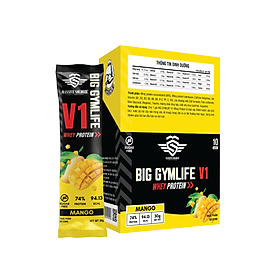 Bột Whey Protein BIG GYMLIFE V1 Mango Bảo Long Hộp 10 gói x 30g - Hàng