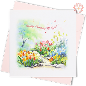 Thiệp Giấy Xoắn Nghệ Thuật - Thiệp Sinh Nhật Lối Vào Vườn Hoa - Garden Path Birthday Card - Happy Birthday - 15 x 15 - VN2XM115E54E1