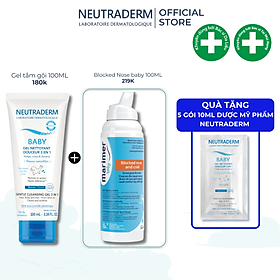 Combo Gel tắm 3in1 Neutraderm + Nước biển sâu Marimer Baby Blocked