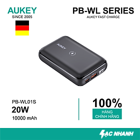 Mua Pin dự phòng Aukey 10000mAh nhỏ gọn PD20W tích hợp sạc không dây Aukey 10W PB-WL01s màu đen - Hàng Chính Hãng