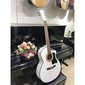 Mua Đàn guitar Aucoustic MKAC165  thùng eo  màu trắng  size 4  kèm bao da 3 lớp  bộ dây