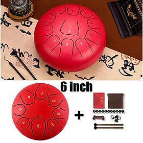 6inch Steel Tongue Drum 8 Notes Hand Pan Drum w/ Bag Mallets Great Gift Red