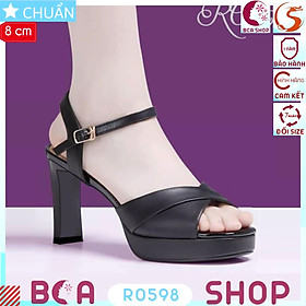 Giày sandal nữ cao gót 8p RO598 màu đen ROSATA tại BCASHOP kiểu dáng công sở thanh lịch và sang trọng