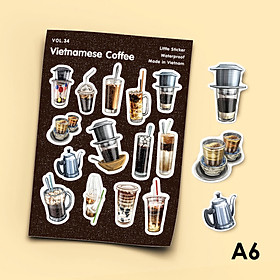 Vol.34 Vietnamese Coffee Cà phê - Little sticker sheet A6 hình dán cán màn lấp lánh Sticker Factory