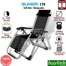 Ghế xếp gấp thư giãn Sumika 179 - Tặng khay để ly - Tải trọng 300kg - Khoá kim loại cao cấp - Hàng chính hãng