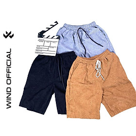 Quần short kaki ngố WIND unisex form rộng Nhung Trơn đùi lửng nam nữ ulzzang