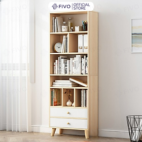 Mua Kệ Sách Đa Tầng Để Sàn Cao Cấp FIVO Mã FB61 Chất Liệu Gỗ MDF Phủ Melamine Chống Thấm Bề Mặt Cực Tốt Thiết Kế Hộc Tủ Tiện Lợi Thẩm Mỹ (Màu Vân Gỗ)