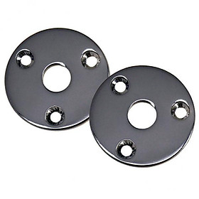 2X 2x Black Output Round   Socket Plate /w Screws for Electric Guitar Parts
