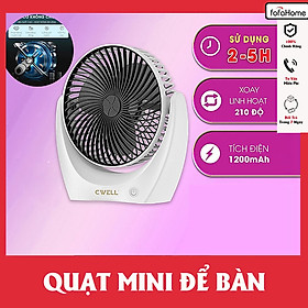 Quạt Mini Để Bàn Quạt Tích Điện Quạt Cầm Tay Động Cơ Tiếng Ồn Thấp Xoay 210 Độ Pin Khủng Thời Gian Dùng Lên Đến 10 Giờ - Hàng Nhập Khẩu