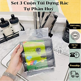 Mua 3 cuộn (1kg) túi đựng rác đen  bao rác tự phân hủy sinh học