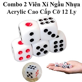 Combo 2 Viên Xí Ngầu Xương Nhựa Acrylic Cao Cấp Chất Lượng Cao Cỡ 12 Ly (12Mm)