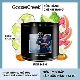 Nến ly 3 bấc sáp đậu nành For Men Goose Creek (411g) - Fresh & Clean
