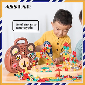 Đồ Chơi Trẻ Em, Bộ Đồ Chơi Lắp Ghép Kỹ Sư Bằng Ốc Vít CÓ KHOAN, Đồ Chơi Bé Tập Làm Kỹ Sư - Giao Màu Ngẫu Nhiên