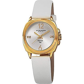Akribos XXIV Women's AK742 Swiss Quartz Movement Watch with Rose Gold Sunburst Effect Dial Satin Over Nubuck Leather Strap