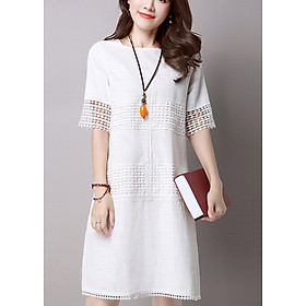 Đầm suông phối ren sang trọng D44