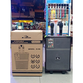 Mua Loa kéo Kiomic K99 bass 20 ốp da cực đẹp - kèm 2 mic không dây UHF