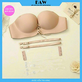 Áo Ngực Nữ, Áo ngực không dây, Áo ngực dây lưng trong có dây rút và bàn tay cúp ngang chống tụt mang đầm hở lưng cúp ngực thương hiệu Baw CT01