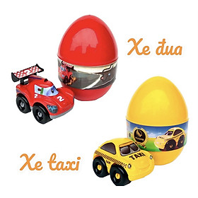 Combo 2 Quả Trứng Lắp Ghép Thần Kì - Mô Hình Xe Đua Và Xe Taxi Nhựa An Toàn Dành Cho Bé Trai Từ 2 Tuổi Tìm Hiểu Và Khám Phá 