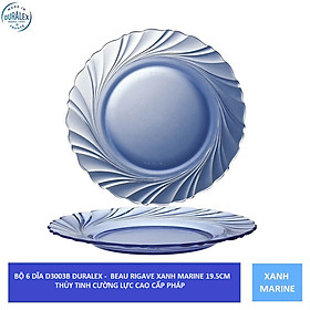 {Hàng chính hãng} Bộ 6 dĩa Duralex - Beau Rigave 19,5 cm Thủy tinh cường lực cao cấp Pháp