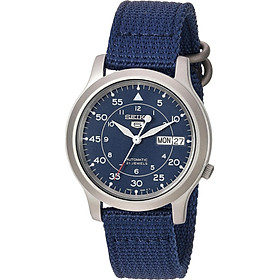 Đồng Hồ Quân Đội Seiko 5 SNK807 Bằng Thép Không Gỉ Kèm Dây Canvas - Màu Xanh Dương