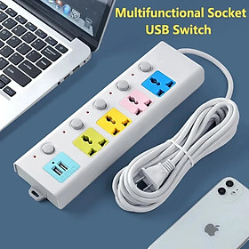Mua Ổ Cắm Điện Đa Năng Thông Minh Ổ Điện 6 Lỗ Có Cổng Sạc USB Có Chốt An Toàn Dây Dài 1 6M - Hàng Cao Cấp