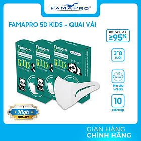[CHÍNH HÃNG] Khẩu trang y tế trẻ em quai vải Famapro 5D Mask Kid - Bé Dưới 10 Tuổi [ HỘP ]