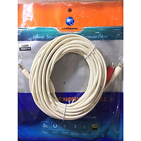Mua Dây loa chính hãng CHOSEAL 1 đầu 3.5 ra 2 AV dài 10m    Dây cáp chắc chắn Đầu rắc mạ đồng giúp tiếp xúc tốt chống hoen rỉ