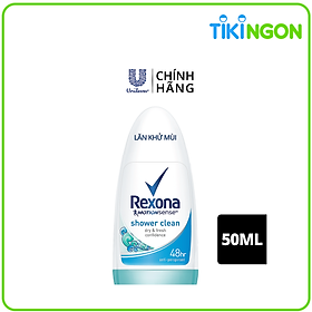 Lăn khử mùi Rexona Shower Clean khô thoáng tối ưu mát lạnh sảng khoái dành cho nữ, 50ml